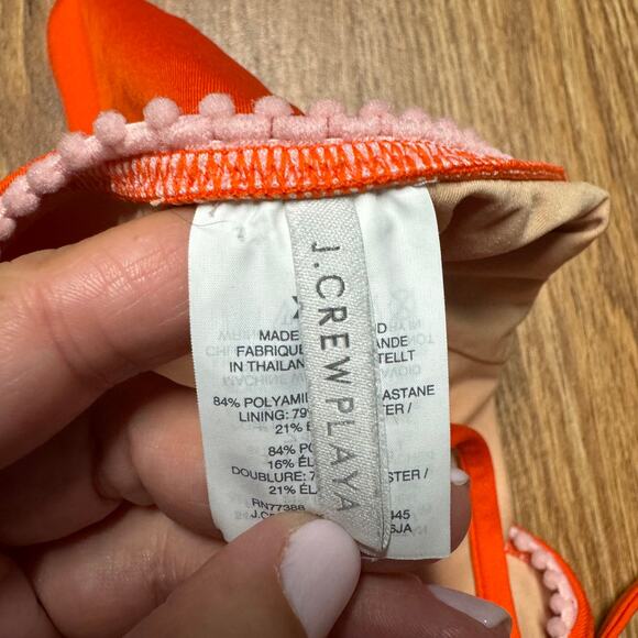 J.Crew Playa Womens X Open Back Orange Pink Pom One Piece Swim Suit Size XXS - Picture 4 of 7